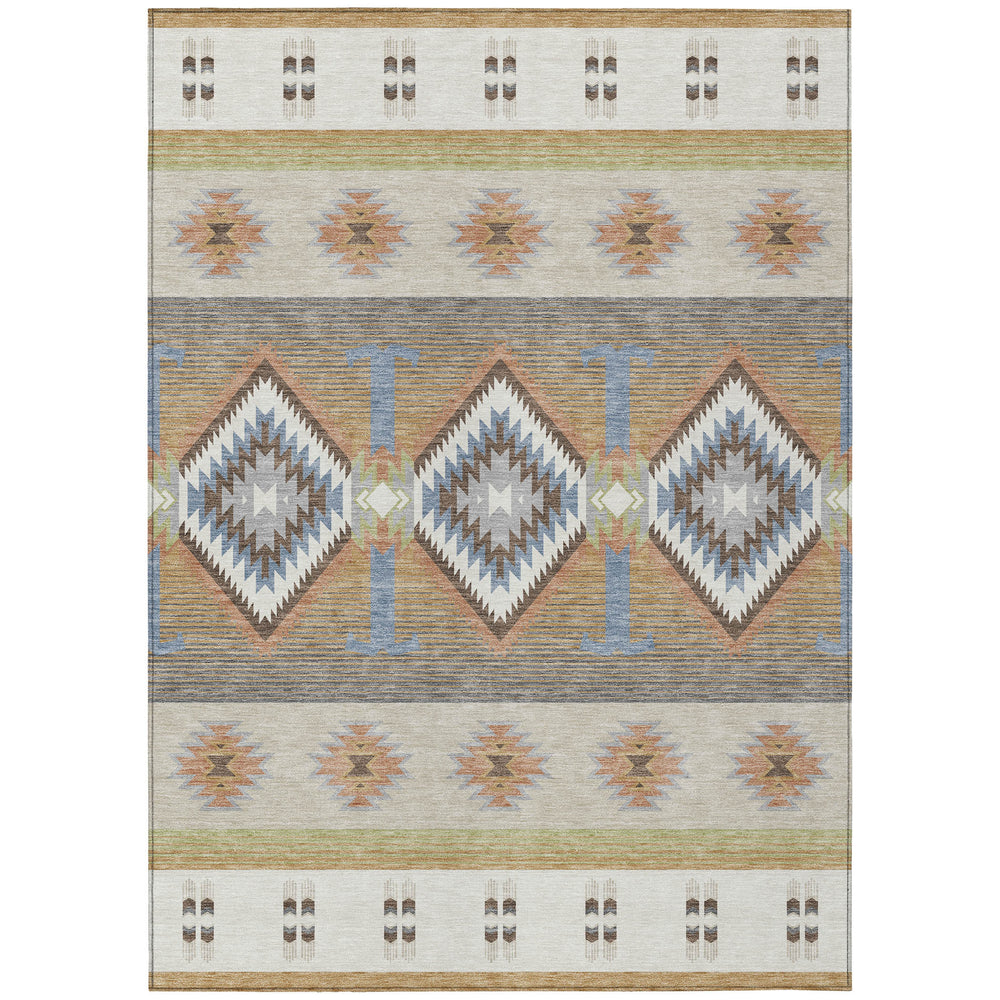 10 X 14 Southwestern Geometric Washable Polyester Rug for Patio and Living Room