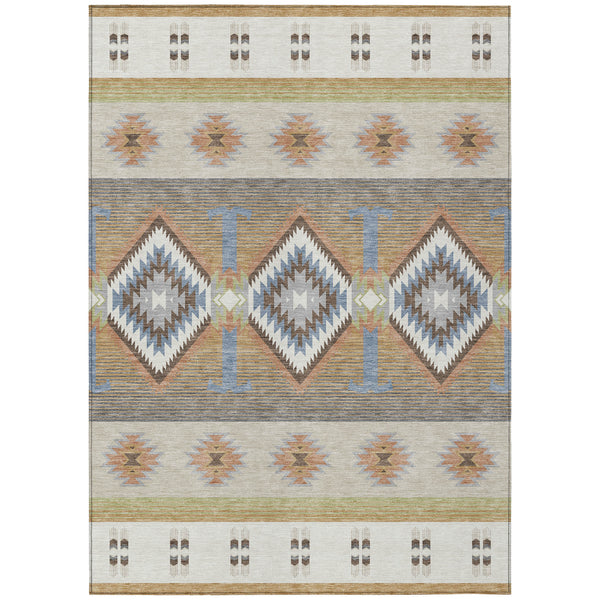 10 X 14 Southwestern Geometric Washable Polyester Rug for Patio and Living Room