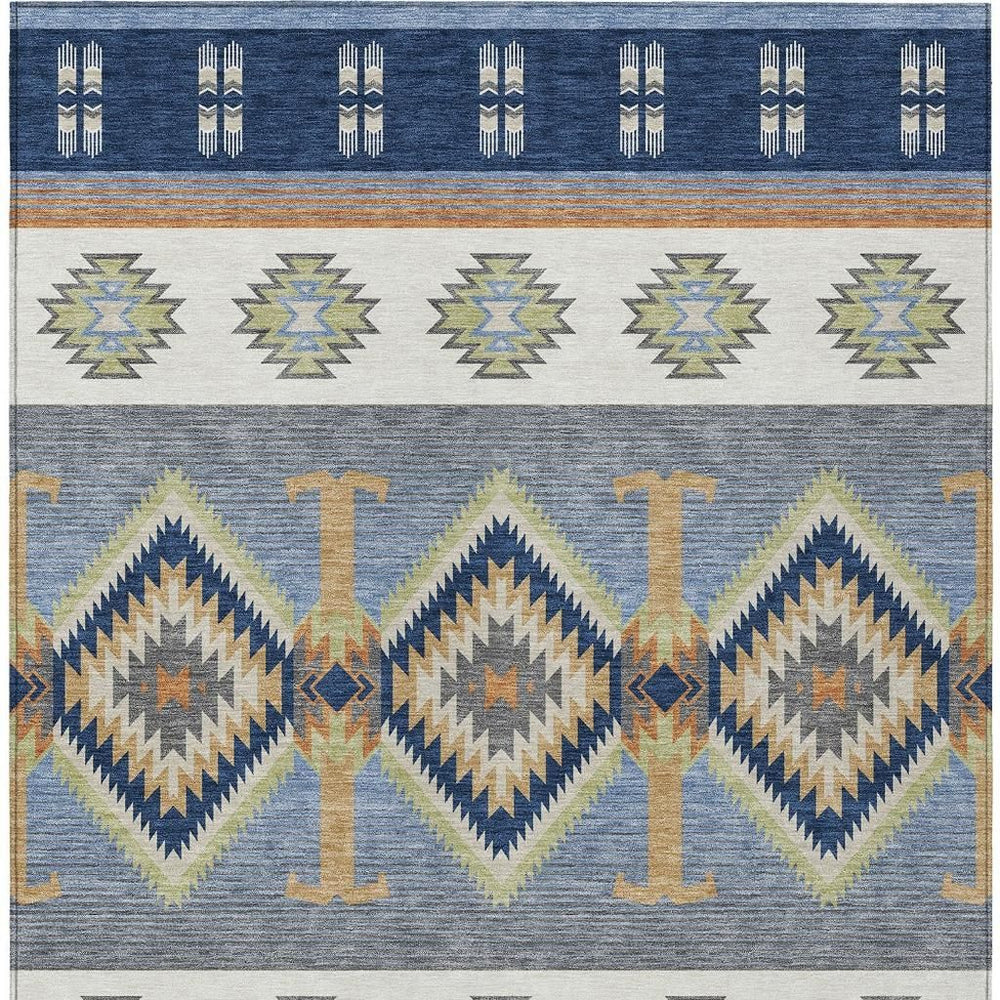 HomeRoots Southwestern Geometric Washable Polyester Area Rug for Indoor Outdoor Living Low Pile Design 10' x 14' 729868