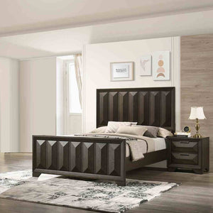 English Elm Beautiful Espresso Wood Panel Queen Bed Set with Two Nightstands for Transitional Bedroom B2741S00897