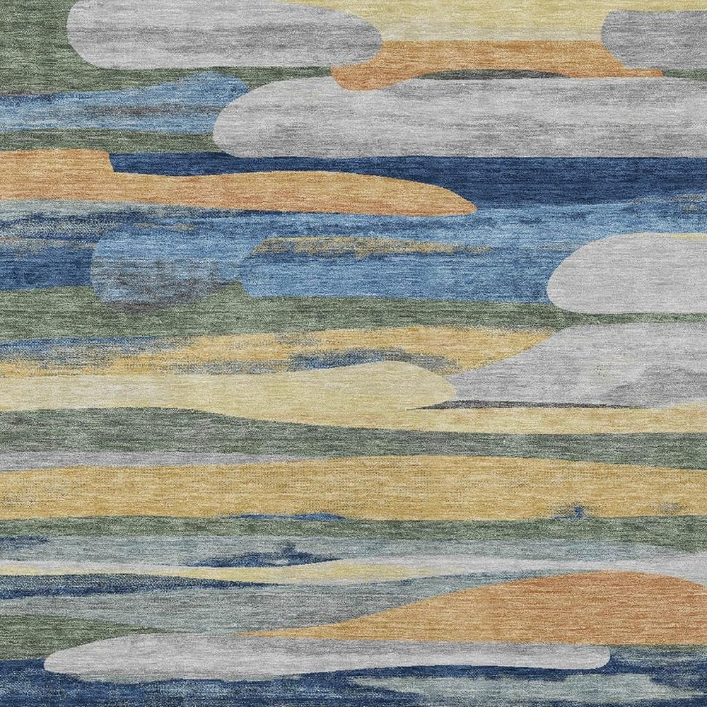 HomeRoots 9x12 Abstract Machine Woven Polyester Area Rug Washable for Indoor Outdoor Use 729885