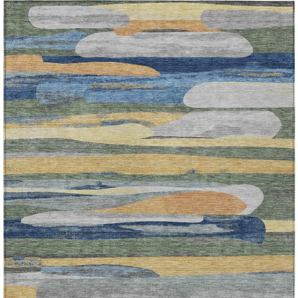 HomeRoots 9x12 Abstract Machine Woven Polyester Area Rug Washable for Indoor Outdoor Use 729885