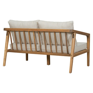 English Elm Westin Solid Acacia Wood 4 Piece Outdoor Chat Set with Cushioned Club Chairs WESTIN 4PCS CHAT SET