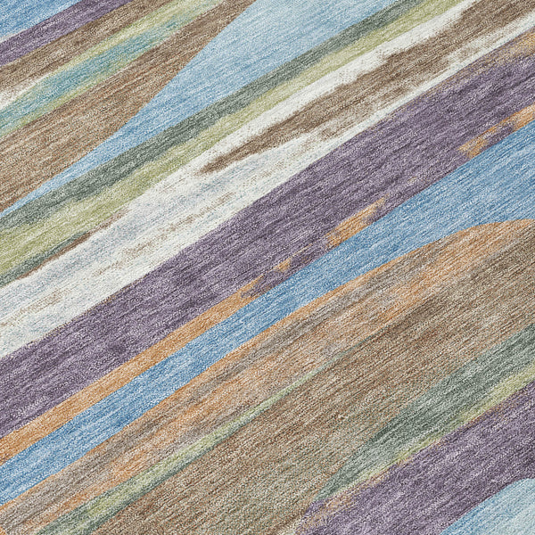Abstract Washable Polyester Area Rug Bold Purple Green Design for Indoor Outdoor Living Spaces