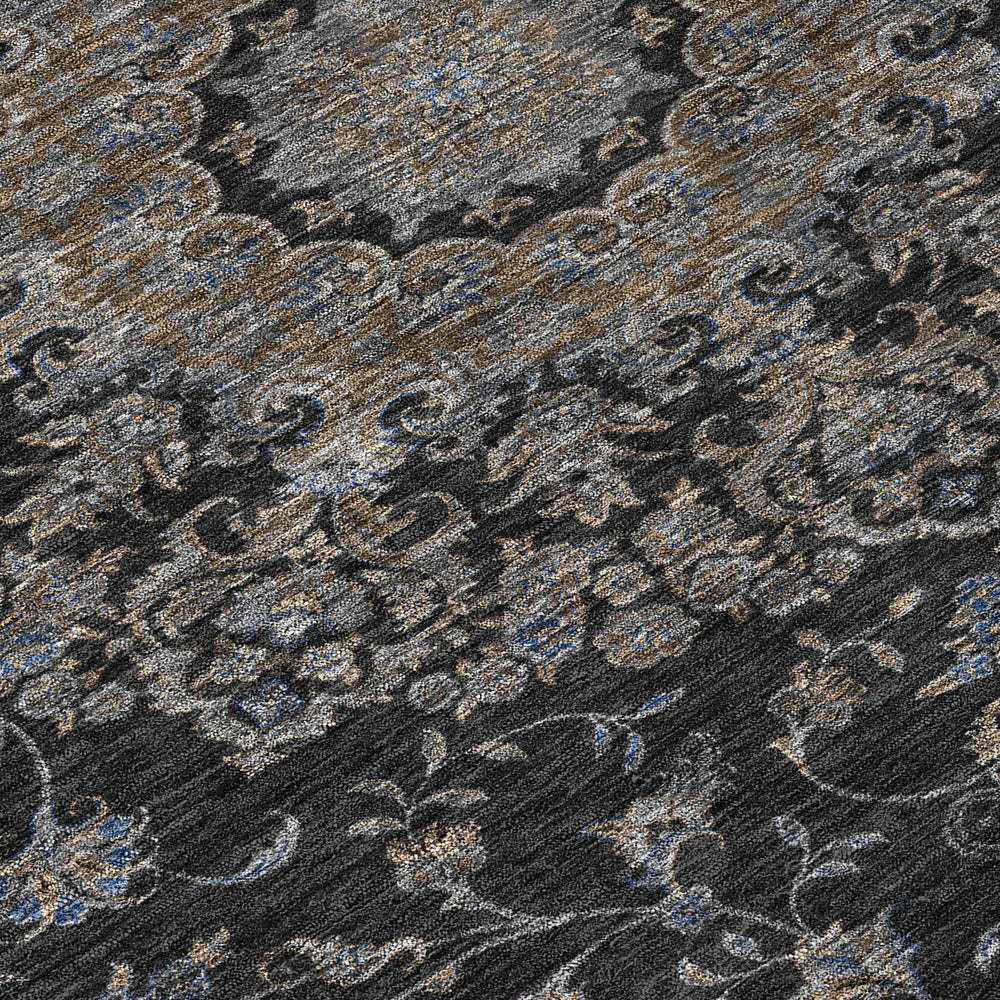 HomeRoots 9 X 12 Floral Medallion Polyester Area Rug Machine Washable for Indoor Outdoor Use 729909