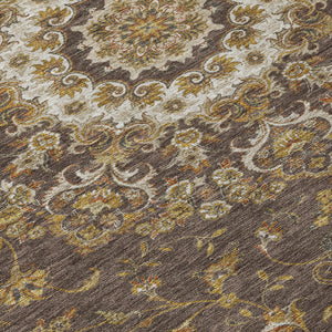 8 Ft Round Floral Medallion Polyester Area Rug Washable Indoor Outdoor Patio Use
