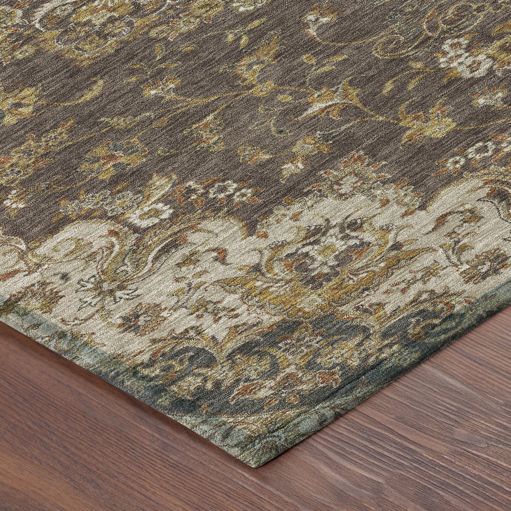 HomeRoots 10 X 14 Floral Medallion Polyester Area Rug Washable Indoor Outdoor Low Pile 729916