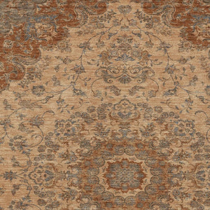 Floral Medallion Polyester Area Rug Washable Indoor Outdoor Use for Patio or Living Room