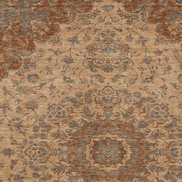 Floral Medallion Polyester Area Rug Washable Indoor Outdoor Use for Patio or Living Room