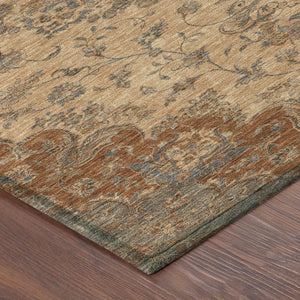 Floral Medallion Polyester Area Rug Washable Indoor Outdoor Use for Patio or Living Room