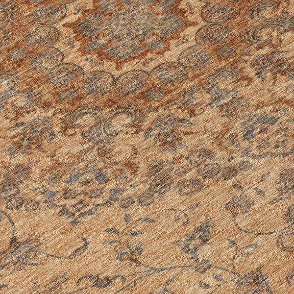 Floral Medallion Polyester Area Rug Washable Indoor Outdoor Use for Patio or Living Room