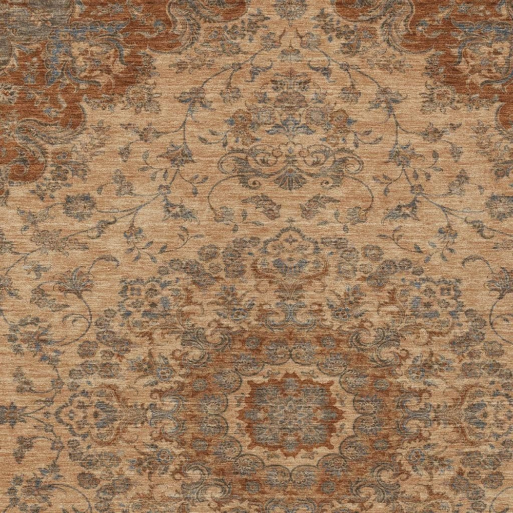 HomeRoots Floral Medallion Polyester Area Rug Washable Indoor Outdoor Use for Patio or Living Room 8' x 10' 729920