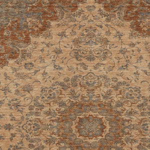 Floral Medallion Polyester Area Rug Washable Indoor Outdoor Use for Patio or Living Room