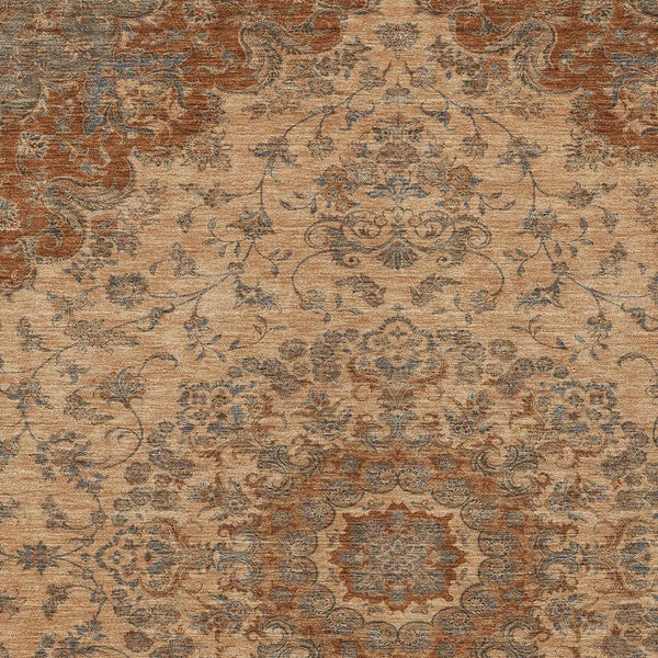 Floral Medallion Polyester Area Rug Washable Indoor Outdoor Use for Patio or Living Room