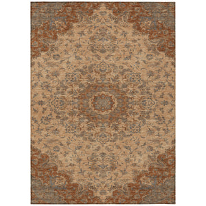 Floral Medallion Polyester Area Rug Washable Indoor Outdoor Use for Patio or Living Room