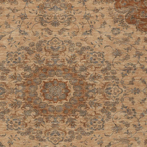 Floral Medallion Polyester Area Rug Washable Indoor Outdoor Use for Patio or Living Room