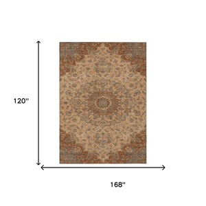 Floral Medallion Polyester Area Rug Washable Indoor Outdoor Use for Patio or Living Room