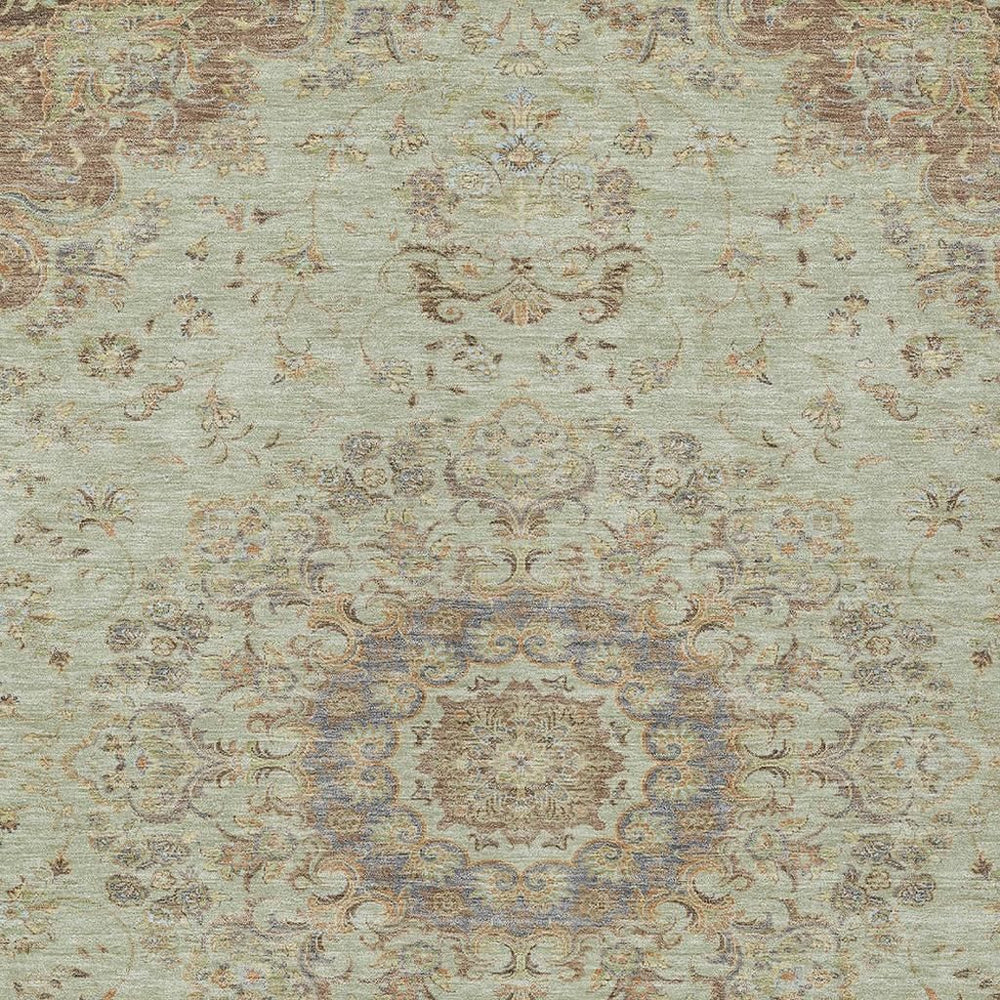 HomeRoots Floral Medallion Washable Polyester Indoor Outdoor Area Rug for Patios and Living Rooms 5' x 8' 729930