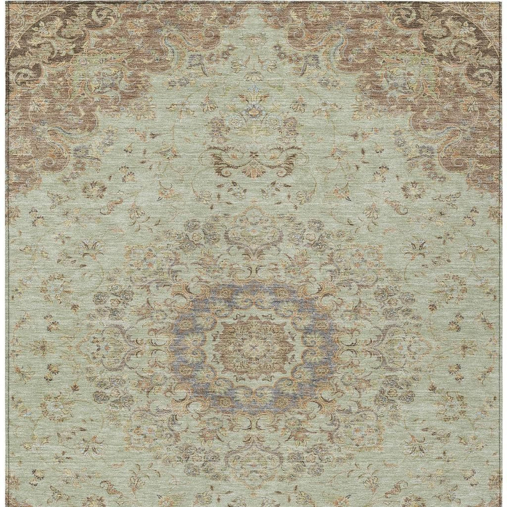 HomeRoots Floral Medallion Washable Polyester Indoor Outdoor Area Rug for Patios and Living Rooms 5' x 8' 729930