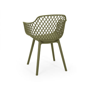 English Elm Poppy Outdoor Dining Chairs Set of 2 Diamond Mesh Geometric Modern Patio Seating Olive Green N776P414399G