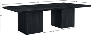 Meridian Furniture Belinda Modular Dining Table Fluted Oak Veneer Base for Contemporary Loft Style Spaces 54" W x 108" D x 31" H 729Black-108R
