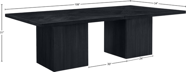 Meridian Furniture Belinda Modular Dining Table Fluted Oak Veneer Base for Contemporary Loft Style Spaces 54" W x 108" D x 31" H 729Black-108R