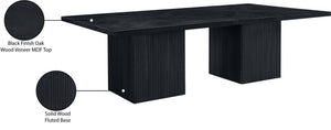 Meridian Furniture Belinda Modular Dining Table Fluted Oak Veneer Base for Contemporary Loft Style Spaces 54" W x 108" D x 31" H 729Black-108R