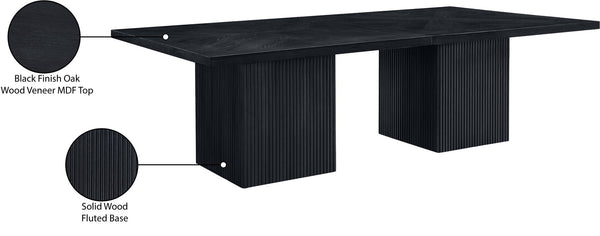 Meridian Furniture Belinda Modular Dining Table Fluted Oak Veneer Base for Contemporary Loft Style Spaces 54" W x 108" D x 31" H 729Black-108R