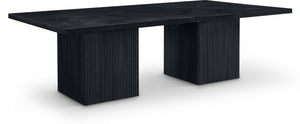 Meridian Furniture Belinda Modular Dining Table Fluted Oak Veneer Base for Contemporary Loft Style Spaces 54" W x 108" D x 31" H 729Black-108R