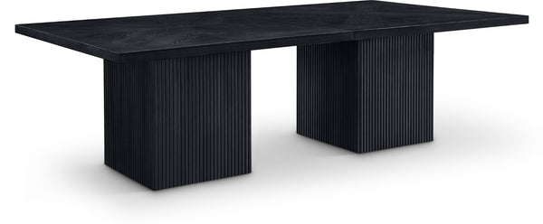 Meridian Furniture Belinda Modular Dining Table Fluted Oak Veneer Base for Contemporary Loft Style Spaces 54" W x 108" D x 31" H 729Black-108R