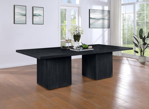 Meridian Furniture Belinda Modular Dining Table Fluted Oak Veneer Base for Contemporary Loft Style Spaces 54" W x 108" D x 31" H 729Black-108R