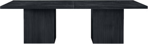 Meridian Furniture Belinda Modular Dining Table Fluted Oak Veneer Base for Contemporary Loft Style Spaces 54" W x 108" D x 31" H 729Black-108R