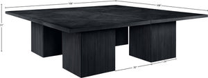 Meridian Furniture Belinda Modular Dining Table Fluted Oak Veneer Base for Contemporary Loft Style Spaces 108" W x 108" D x 31" H 729Black-108SQ