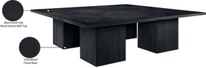 Meridian Furniture Belinda Modular Dining Table Fluted Oak Veneer Base for Contemporary Loft Style Spaces 108" W x 108" D x 31" H 729Black-108SQ