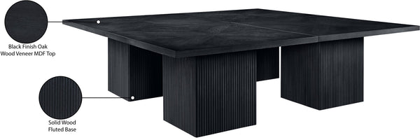 Meridian Furniture Belinda Modular Dining Table Fluted Oak Veneer Base for Contemporary Loft Style Spaces 108" W x 108" D x 31" H 729Black-108SQ