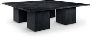 Meridian Furniture Belinda Modular Dining Table Fluted Oak Veneer Base for Contemporary Loft Style Spaces 108" W x 108" D x 31" H 729Black-108SQ