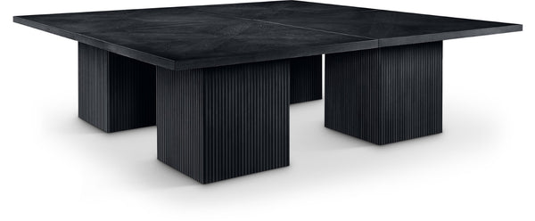 Meridian Furniture Belinda Modular Dining Table Fluted Oak Veneer Base for Contemporary Loft Style Spaces 108" W x 108" D x 31" H 729Black-108SQ