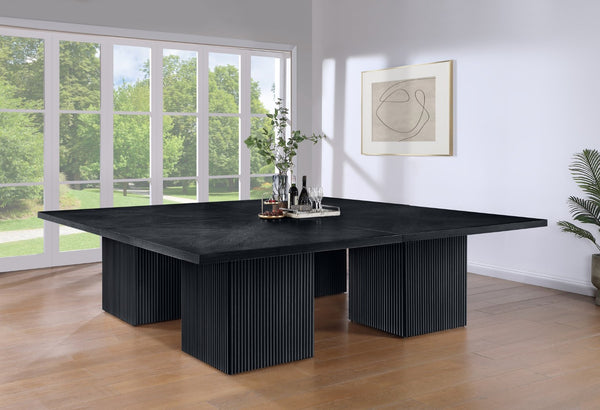 Meridian Furniture Belinda Modular Dining Table Fluted Oak Veneer Base for Contemporary Loft Style Spaces 108" W x 108" D x 31" H 729Black-108SQ