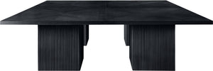 Meridian Furniture Belinda Modular Dining Table Fluted Oak Veneer Base for Contemporary Loft Style Spaces 108" W x 108" D x 31" H 729Black-108SQ