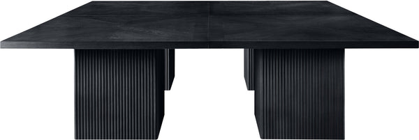 Meridian Furniture Belinda Modular Dining Table Fluted Oak Veneer Base for Contemporary Loft Style Spaces 108" W x 108" D x 31" H 729Black-108SQ