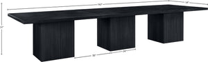 Meridian Furniture Belinda Modular Dining Table Fluted Oak Veneer Base for Contemporary Loft Style Spaces 54" W x 162" D x 31" H 729Black-162R