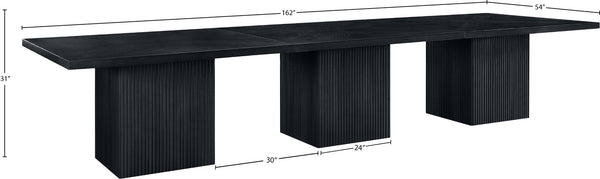 Meridian Furniture Belinda Modular Dining Table Fluted Oak Veneer Base for Contemporary Loft Style Spaces 54" W x 162" D x 31" H 729Black-162R