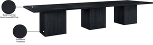 Meridian Furniture Belinda Modular Dining Table Fluted Oak Veneer Base for Contemporary Loft Style Spaces 54" W x 162" D x 31" H 729Black-162R