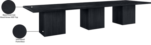 Meridian Furniture Belinda Modular Dining Table Fluted Oak Veneer Base for Contemporary Loft Style Spaces 54" W x 162" D x 31" H 729Black-162R