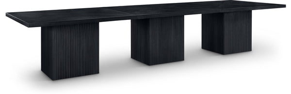 Meridian Furniture Belinda Modular Dining Table Fluted Oak Veneer Base for Contemporary Loft Style Spaces 54" W x 162" D x 31" H 729Black-162R