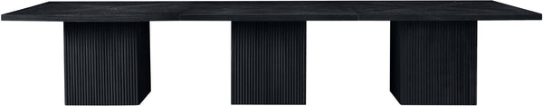 Meridian Furniture Belinda Modular Dining Table Fluted Oak Veneer Base for Contemporary Loft Style Spaces 54" W x 162" D x 31" H 729Black-162R