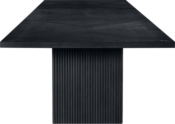Meridian Furniture Belinda Modular Dining Table Fluted Oak Veneer Base for Contemporary Loft Style Spaces 54" W x 162" D x 31" H 729Black-162R