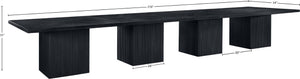 Meridian Furniture Belinda Modular Dining Table Fluted Oak Veneer Base for Contemporary Loft Style Spaces 54" W x 216" D x 31" H 729Black-216R
