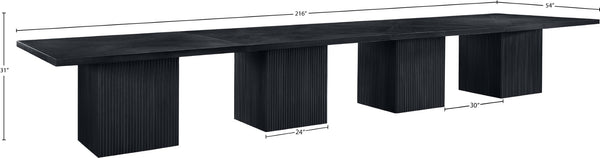 Meridian Furniture Belinda Modular Dining Table Fluted Oak Veneer Base for Contemporary Loft Style Spaces 54" W x 216" D x 31" H 729Black-216R