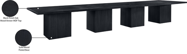 Meridian Furniture Belinda Modular Dining Table Fluted Oak Veneer Base for Contemporary Loft Style Spaces 54" W x 216" D x 31" H 729Black-216R